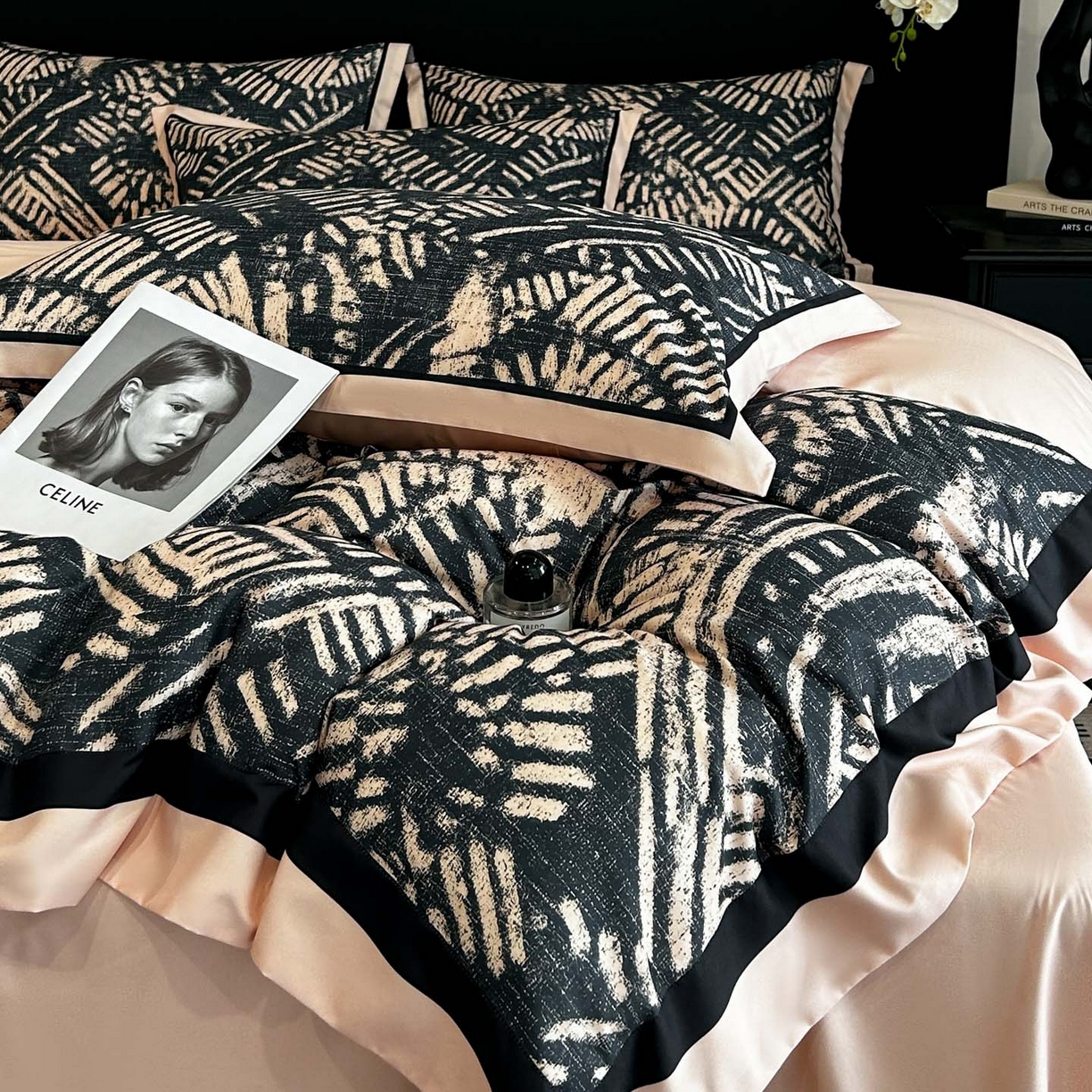 91家纺网 家纺一手货源 找家纺 花沐家居 2025新款宽边轻奢亲肤棉四件套 年轮