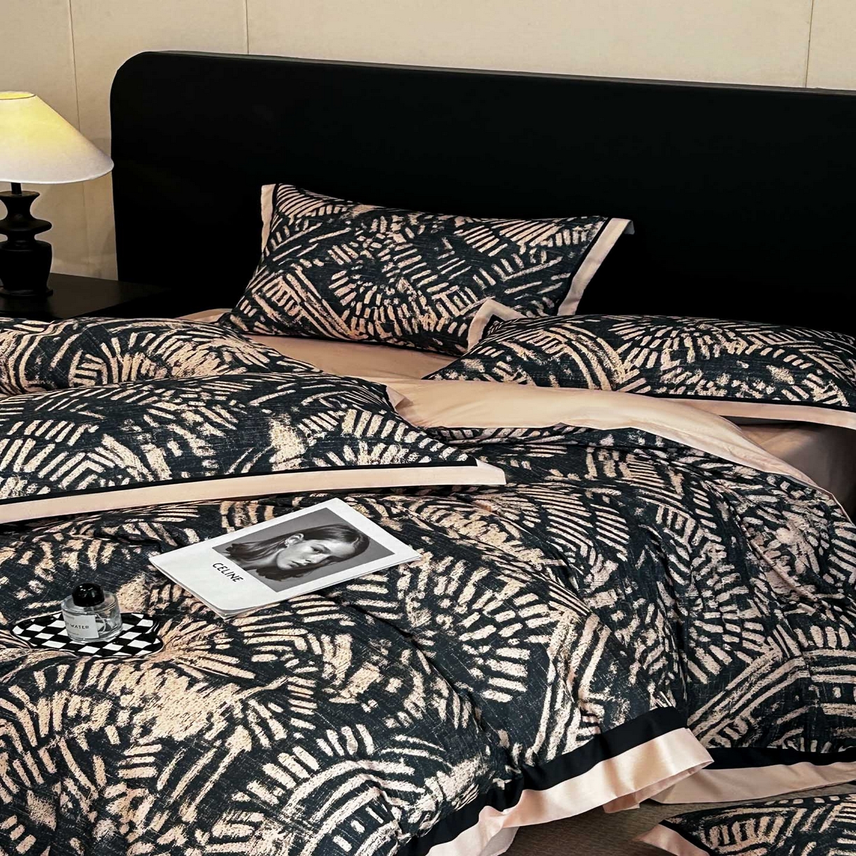 91家纺网 家纺一手货源 找家纺 花沐家居 2025新款宽边轻奢亲肤棉四件套 年轮