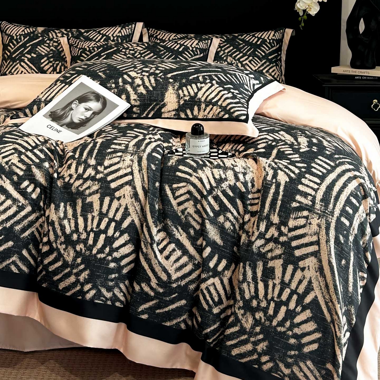 91家纺网 家纺一手货源 找家纺 花沐家居 2025新款宽边轻奢亲肤棉四件套 年轮