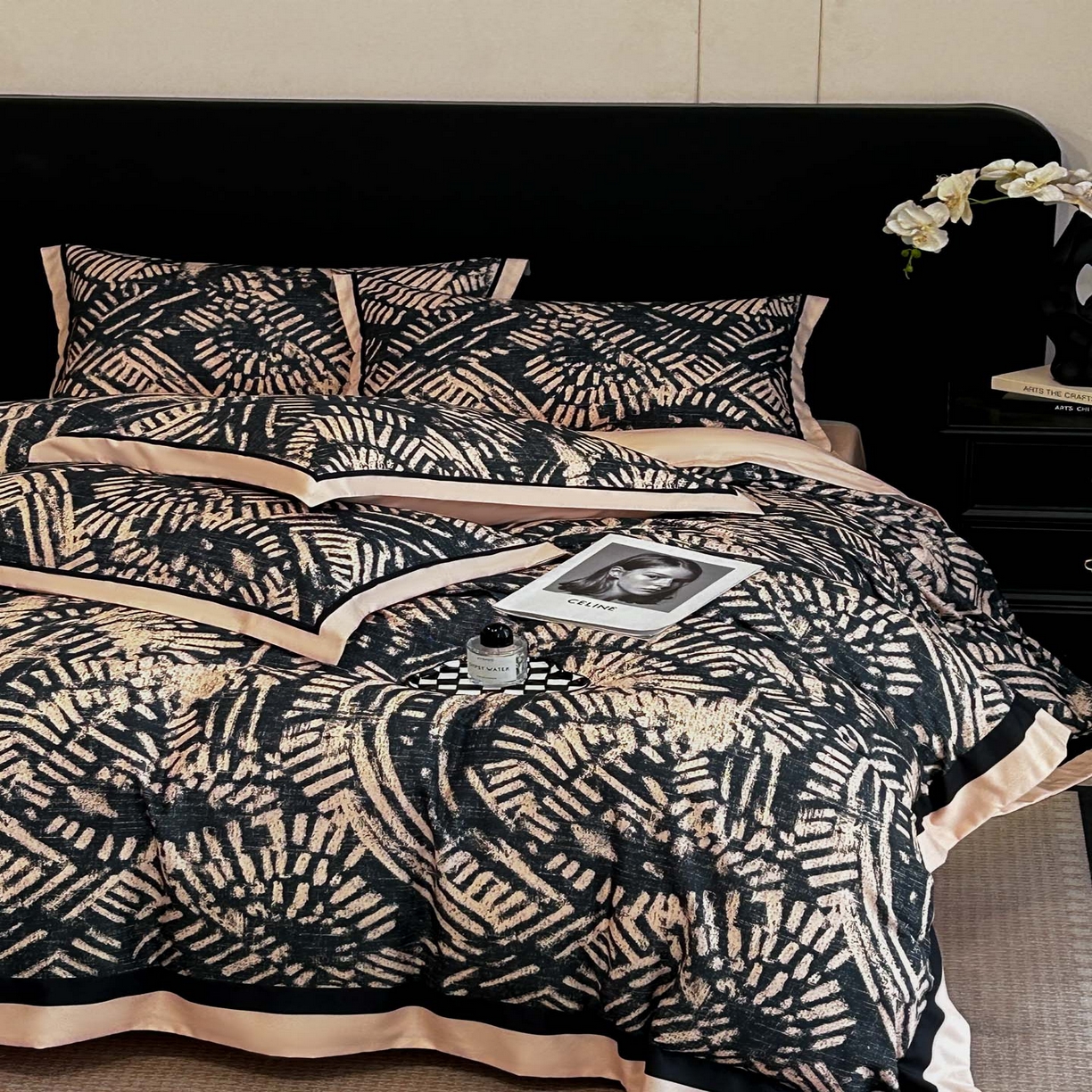 91家纺网 家纺一手货源 找家纺 花沐家居 2025新款宽边轻奢亲肤棉四件套 年轮