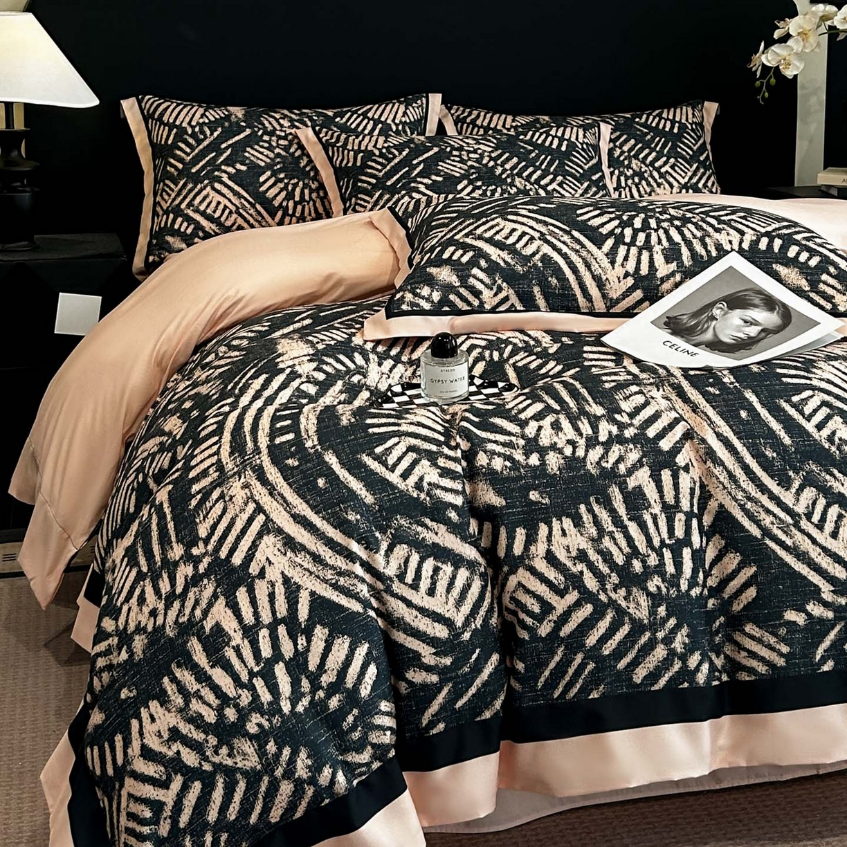 91家纺网 家纺一手货源 找家纺 花沐家居 2025新款宽边轻奢亲肤棉四件套 年轮