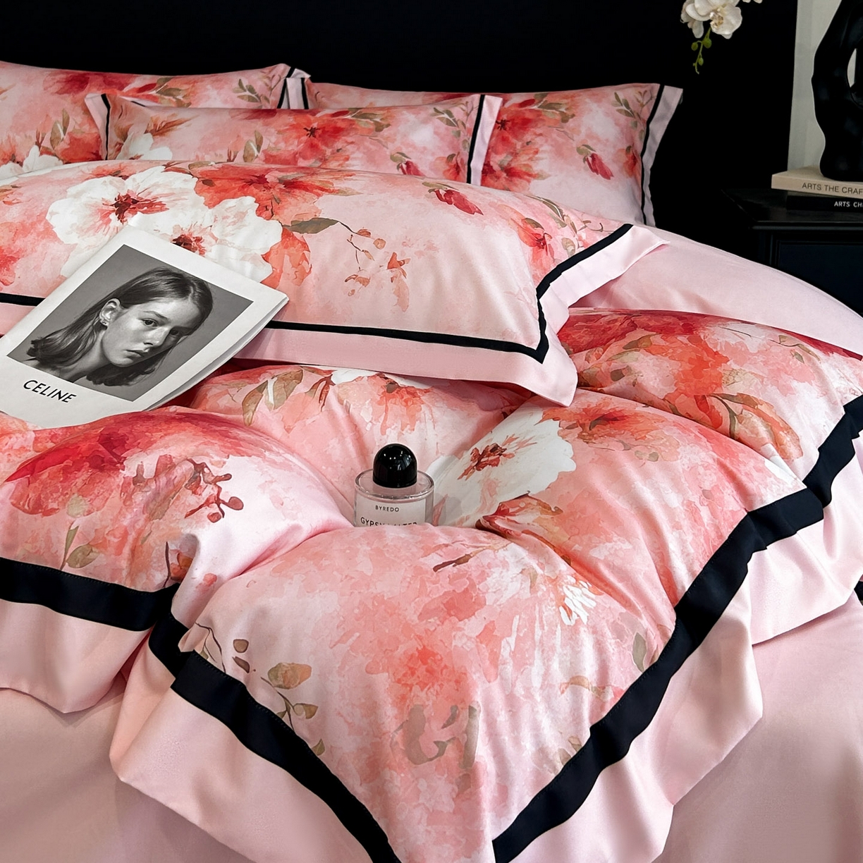 91家纺网 家纺一手货源 找家纺 花沐家居 2025新款宽边轻奢亲肤棉四件套 如画