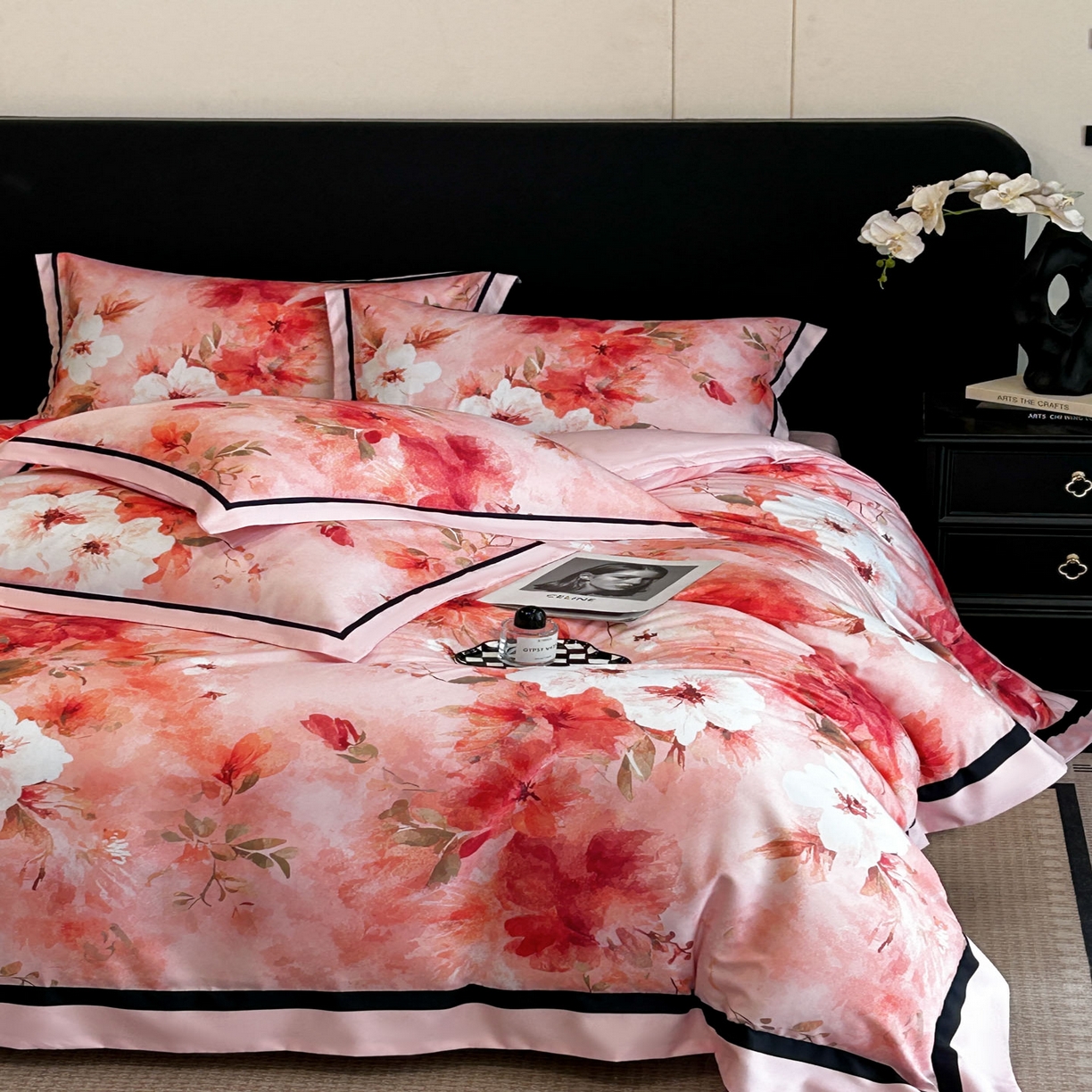 91家纺网 家纺一手货源 找家纺 花沐家居 2025新款宽边轻奢亲肤棉四件套 如画