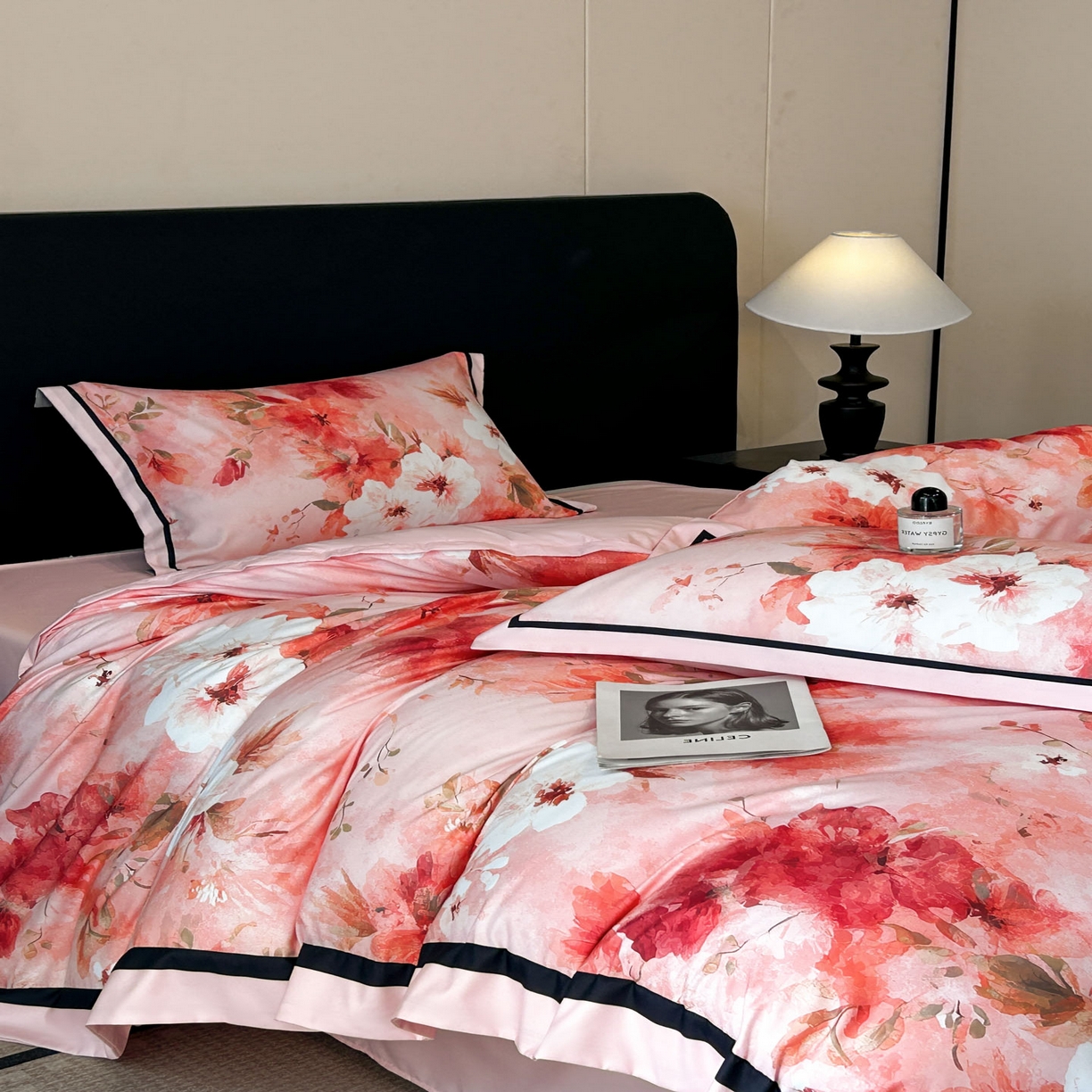 91家纺网 家纺一手货源 找家纺 花沐家居 2025新款宽边轻奢亲肤棉四件套 如画