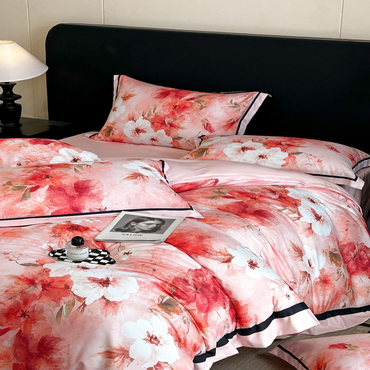 91家纺网 家纺一手货源 找家纺 花沐家居 2025新款宽边轻奢亲肤棉四件套 如画