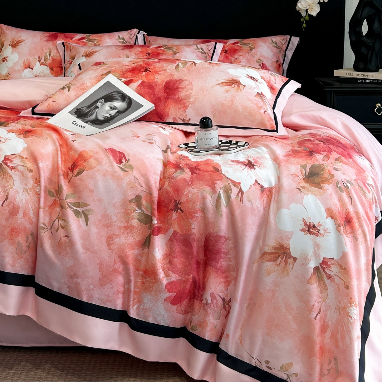 91家纺网 家纺一手货源 找家纺 花沐家居 2025新款宽边轻奢亲肤棉四件套 如画