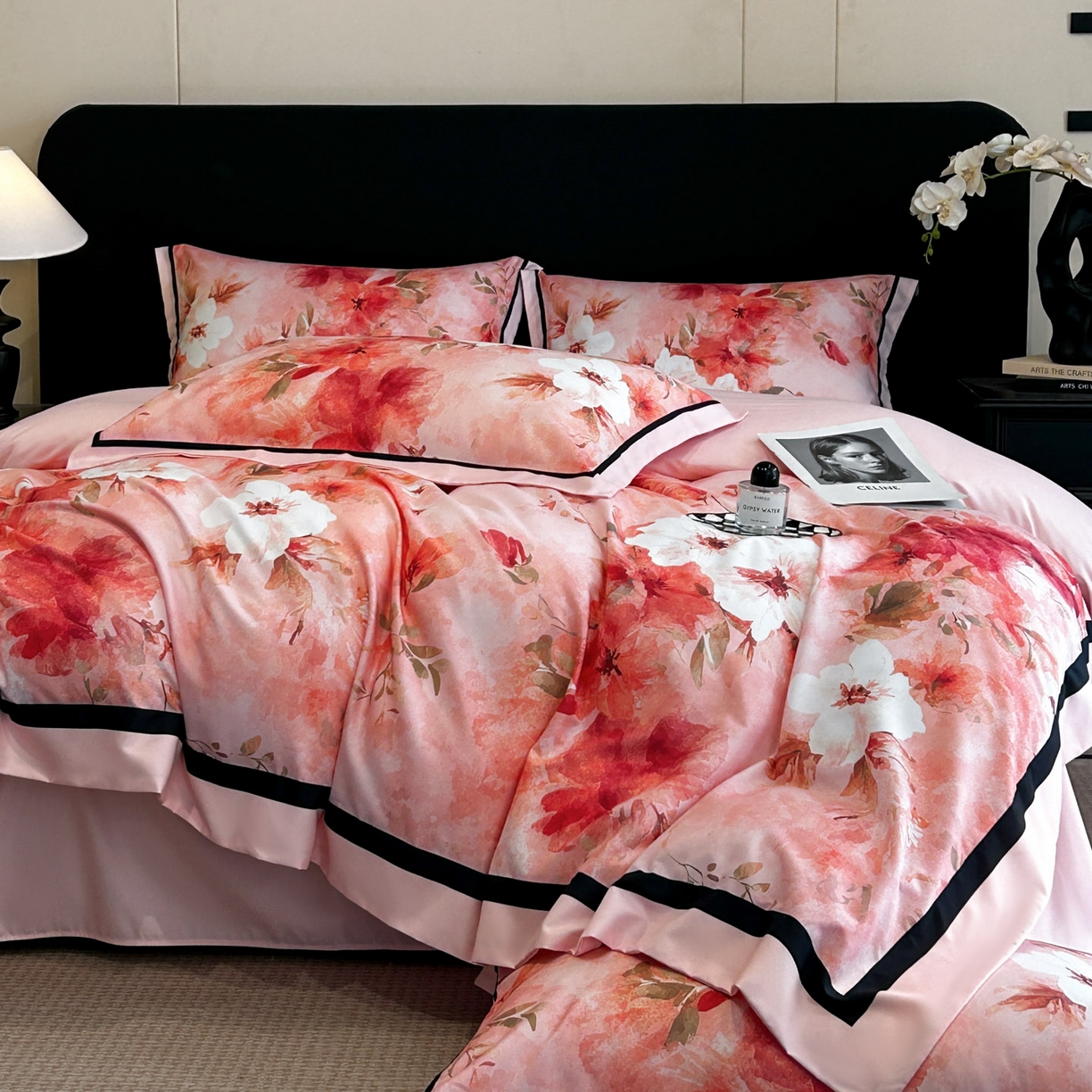 91家纺网 家纺一手货源 找家纺 花沐家居 2025新款宽边轻奢亲肤棉四件套 如画