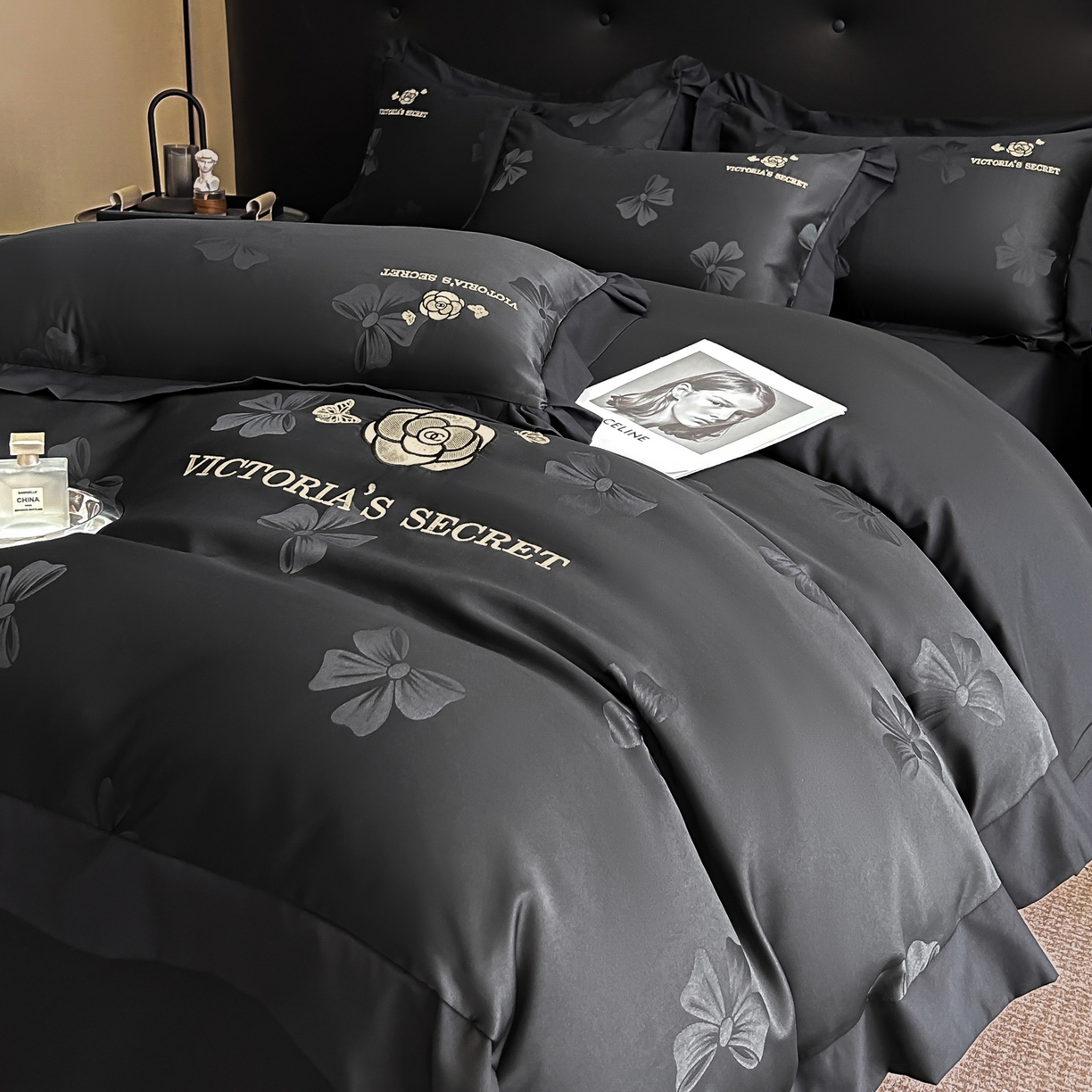 91家纺网 家纺一手货源 找家纺 花沐家居 2025新款蝴蝶提花水洗棉四件套 维多利亚的秘密