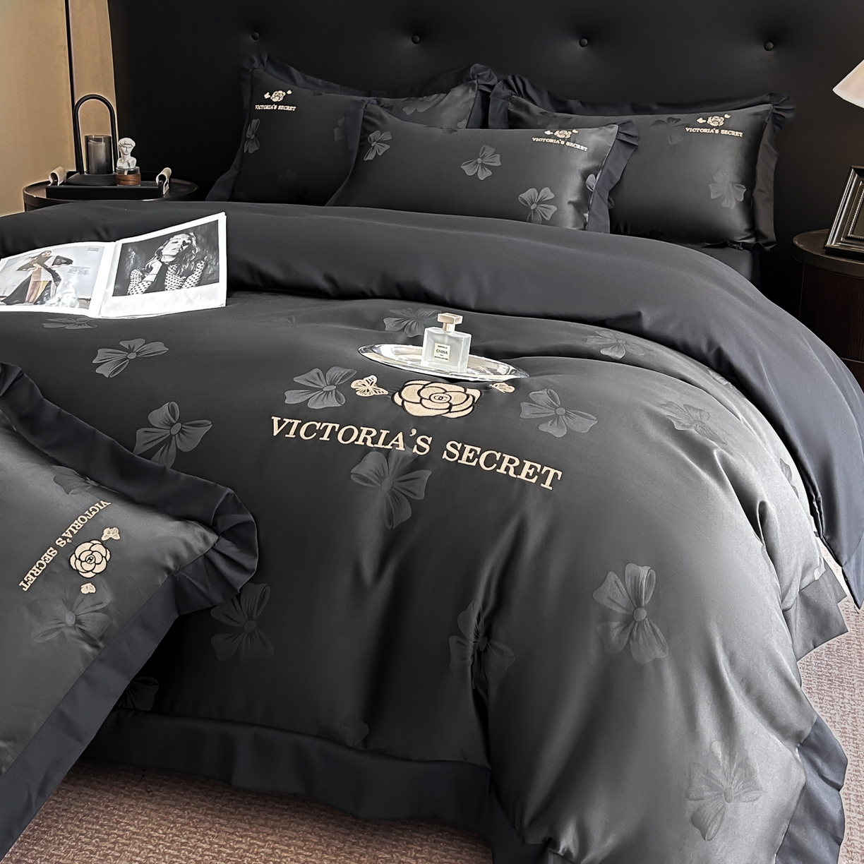 91家纺网 家纺一手货源 找家纺 花沐家居 2025新款蝴蝶提花水洗棉四件套 维多利亚的秘密