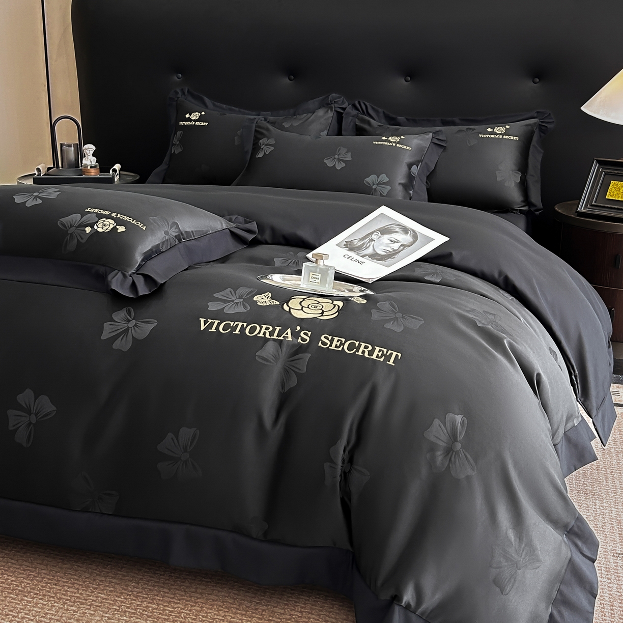 91家纺网 家纺一手货源 找家纺 花沐家居 2025新款蝴蝶提花水洗棉四件套 维多利亚的秘密