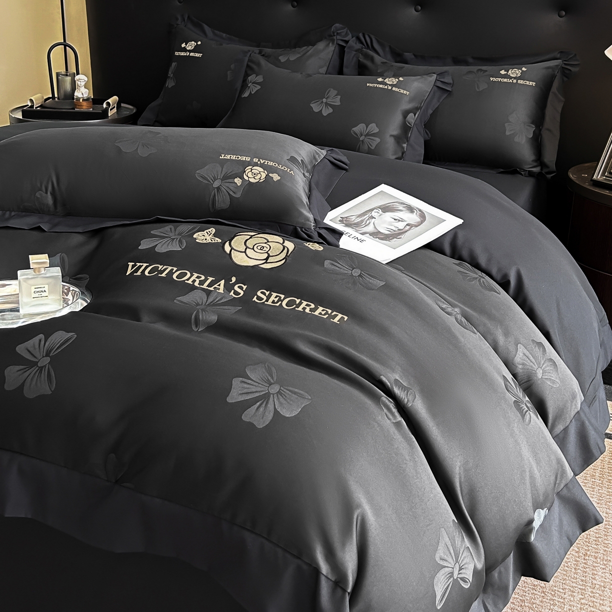 91家纺网 家纺一手货源 找家纺 花沐家居 2025新款蝴蝶提花水洗棉四件套 维多利亚的秘密