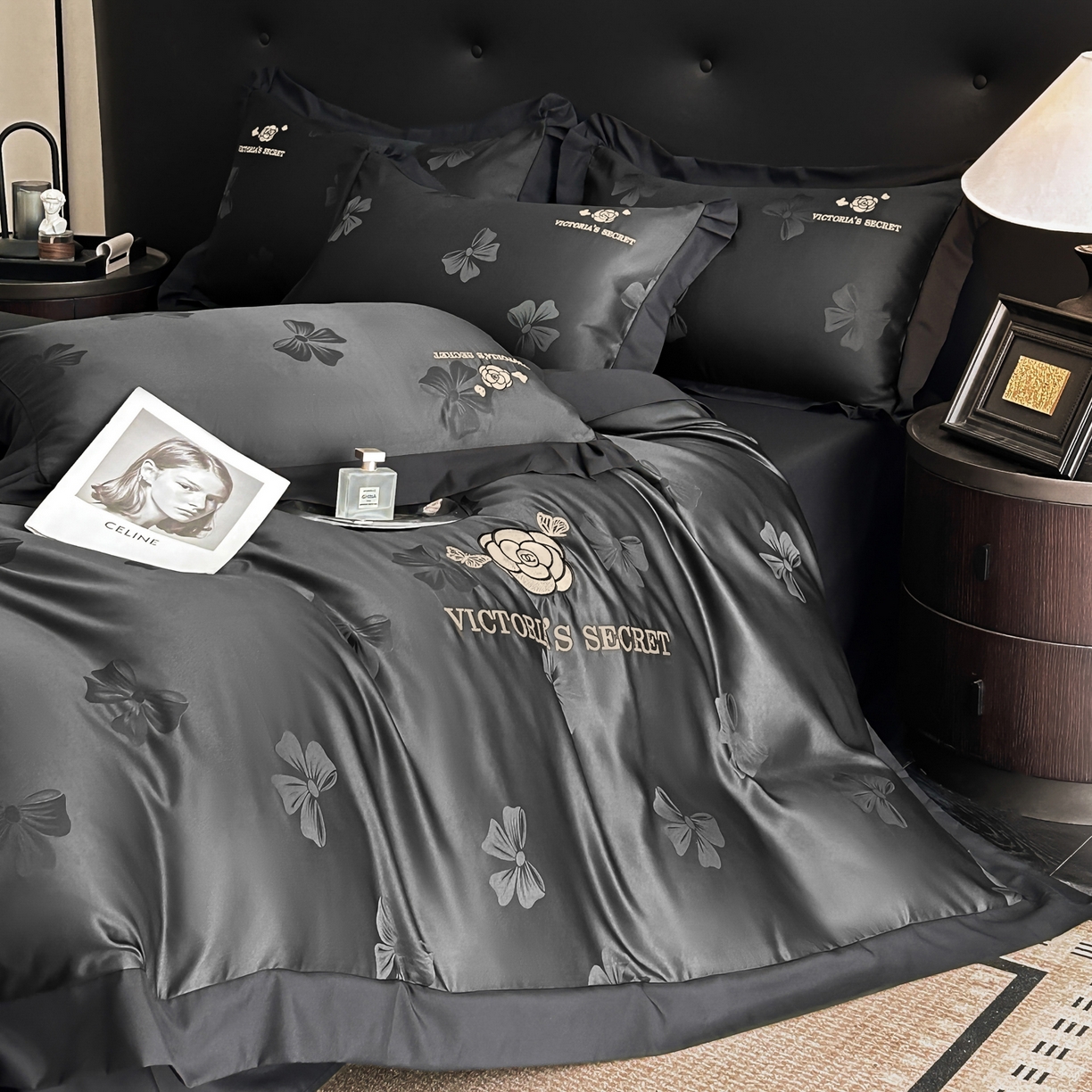 91家纺网 家纺一手货源 找家纺 花沐家居 2025新款蝴蝶提花水洗棉四件套 维多利亚的秘密