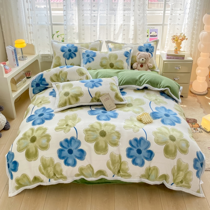 91家纺网 家纺一手货源 找家纺 瑞禾家纺（原阿亮） 2025新款高克重大包边菠萝格牛奶绒活性印染四件套 卡罗