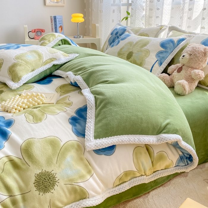 91家纺网 家纺一手货源 找家纺 瑞禾家纺（原阿亮） 2025新款高克重大包边菠萝格牛奶绒活性印染四件套 卡罗