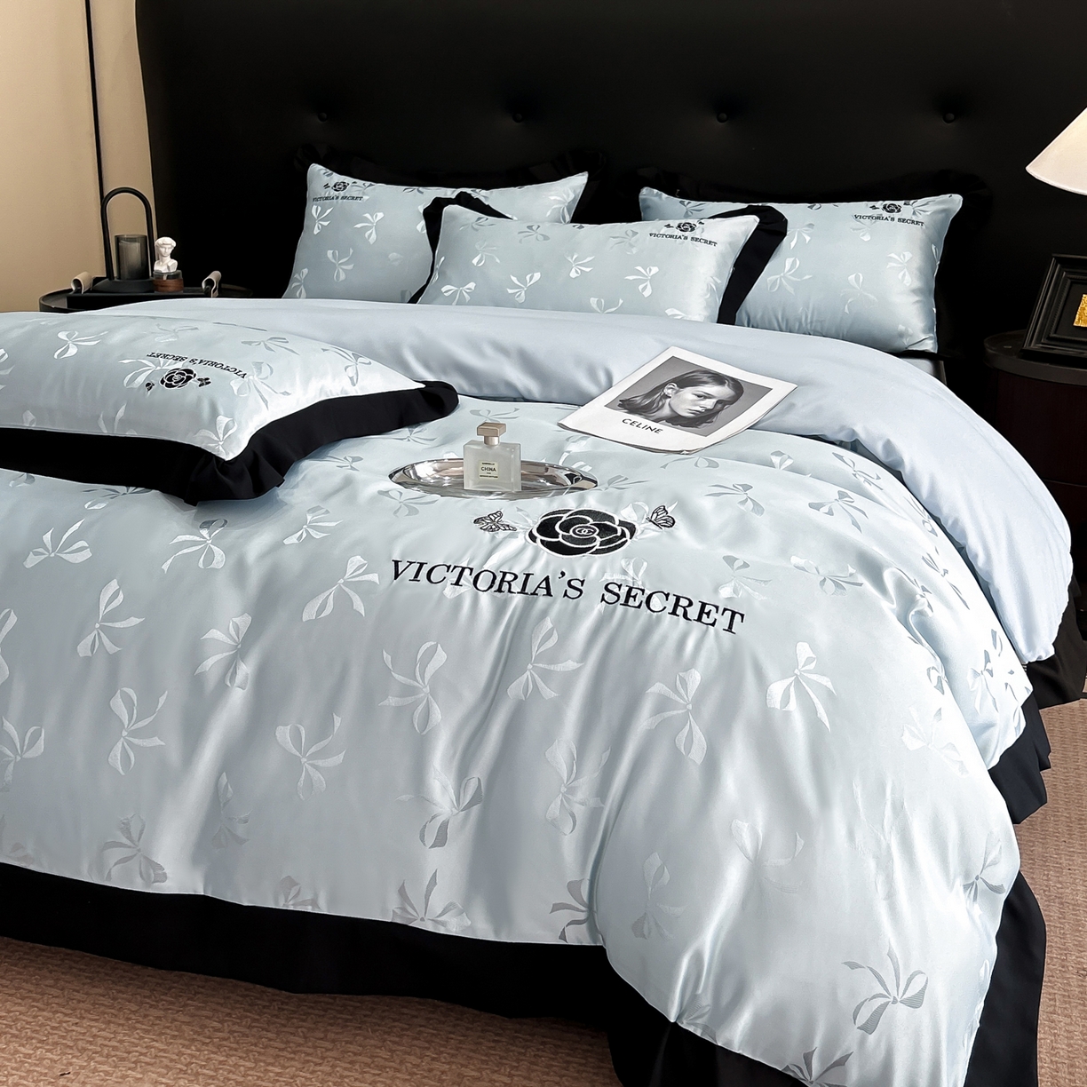 91家纺网 家纺一手货源 找家纺 花沐家居 2025新款蝴蝶提花水洗棉四件套 夏洛特