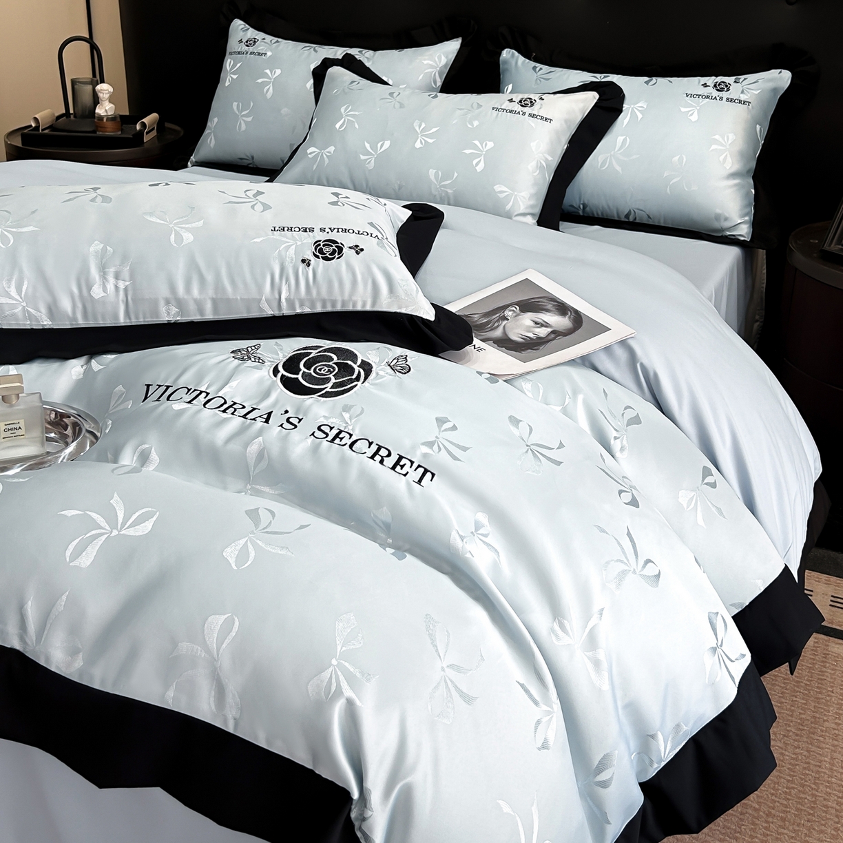 91家纺网 家纺一手货源 找家纺 花沐家居 2025新款蝴蝶提花水洗棉四件套 夏洛特