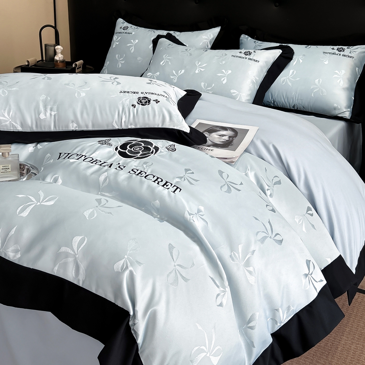 91家纺网 家纺一手货源 找家纺 花沐家居 2025新款蝴蝶提花水洗棉四件套 夏洛特