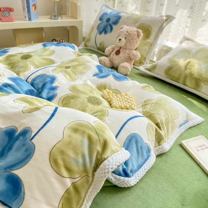 91家纺网 家纺一手货源 找家纺 瑞禾家纺（原阿亮） 2025新款高克重大包边菠萝格牛奶绒活性印染四件套 卡罗