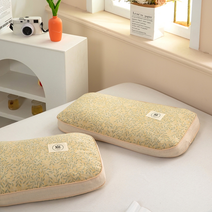 91家纺网 家纺一手货源 找家纺 梦莱家纺 2025新款棉麻荞麦立体枕枕头枕芯 幸运草-绿色