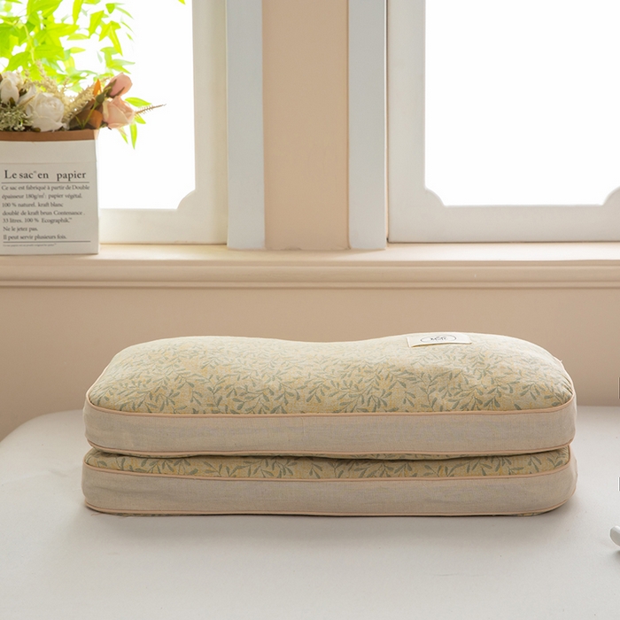 91家纺网 家纺一手货源 找家纺 梦莱家纺 2025新款棉麻荞麦立体枕枕头枕芯 幸运草-绿色