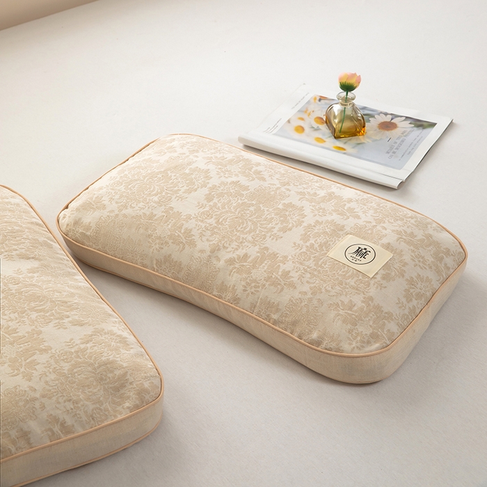 91家纺网 家纺一手货源 找家纺 梦莱家纺 2025新款棉麻荞麦立体枕枕头枕芯 幸运草-米色