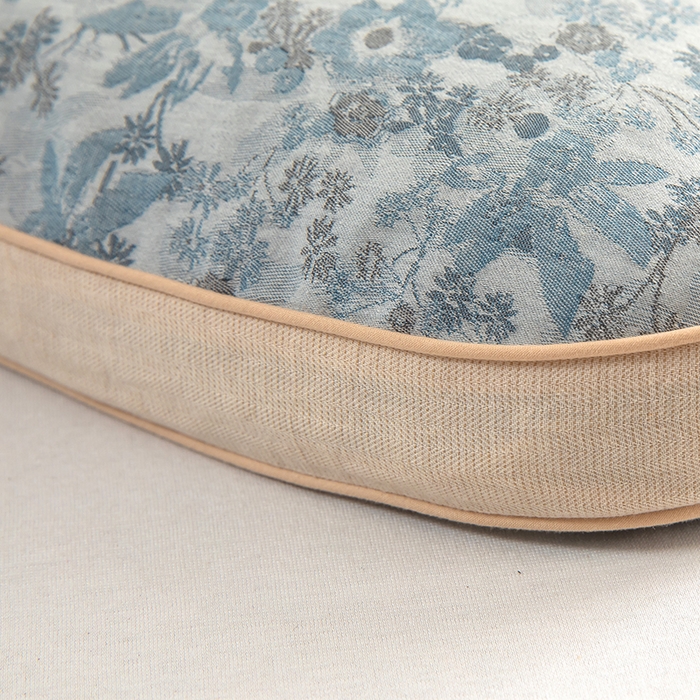 91家纺网 家纺一手货源 找家纺 梦莱家纺 2025新款棉麻荞麦立体枕枕头枕芯 幸运草-蓝色