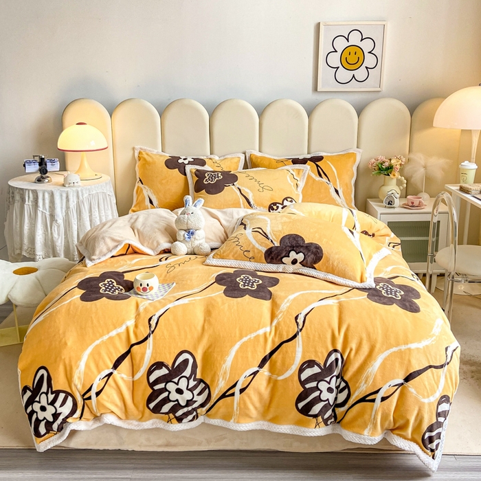 91家纺网 家纺一手货源 找家纺 阿亮家纺 2025新款高克重大包边菠萝格牛奶绒活性印染四件套 梦幻花海