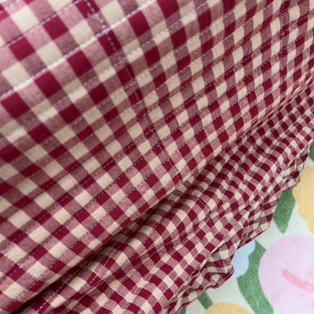 91家纺网 家纺一手货源 找家纺 暖居 2025新款支持定制尺寸全棉色织水洗棉格子系列大尺寸榻榻米农村大炕盖 红咖小格