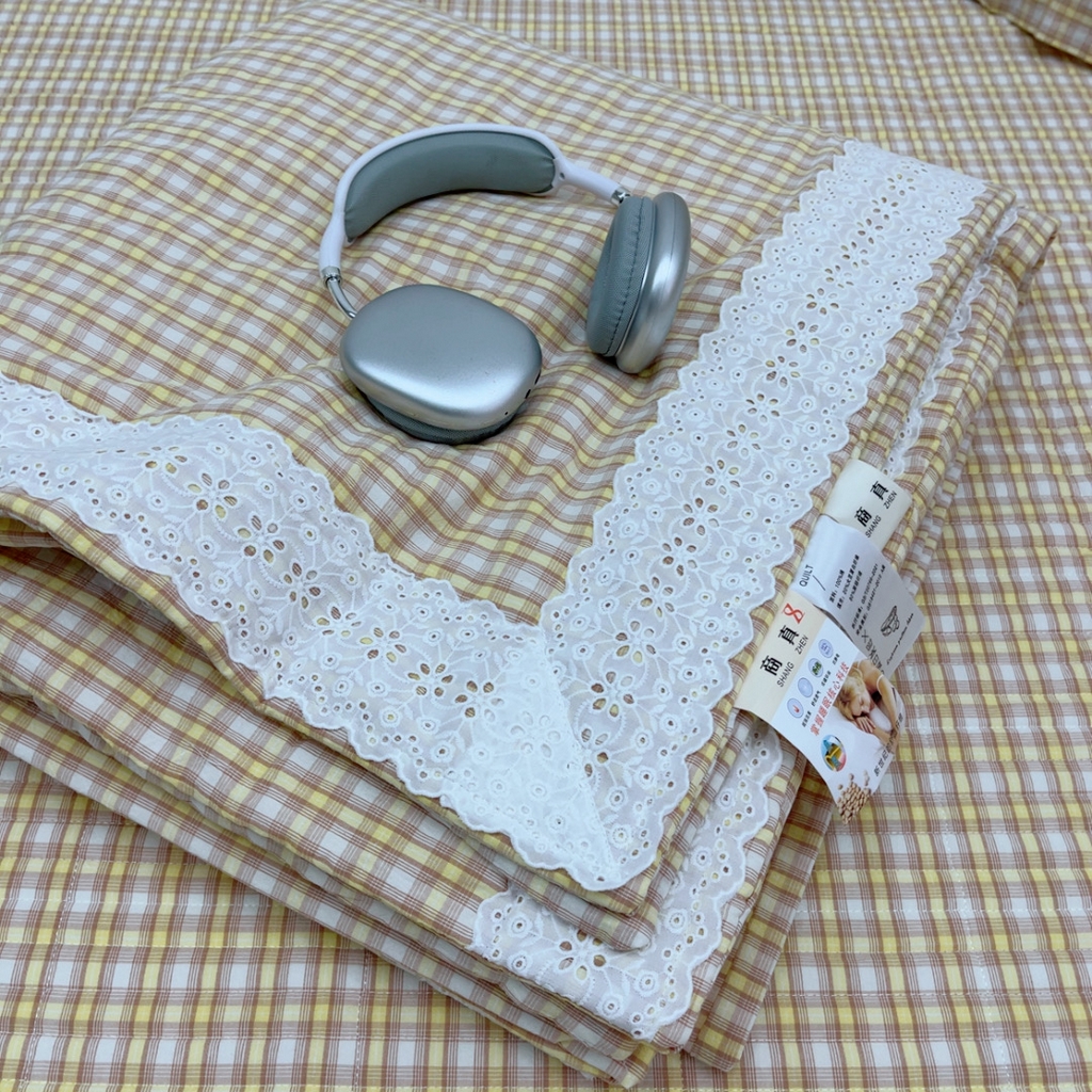 91家纺网 家纺一手货源 找家纺 暖居 2025新款支持定制尺寸全棉色织水洗棉格子系列大尺寸榻榻米农村大炕盖 黄小格