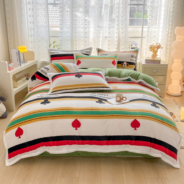 91家纺网 家纺一手货源 找家纺 阿亮家纺 2025新款高克重大包边菠萝格牛奶绒活性印染四件套 时尚条纹