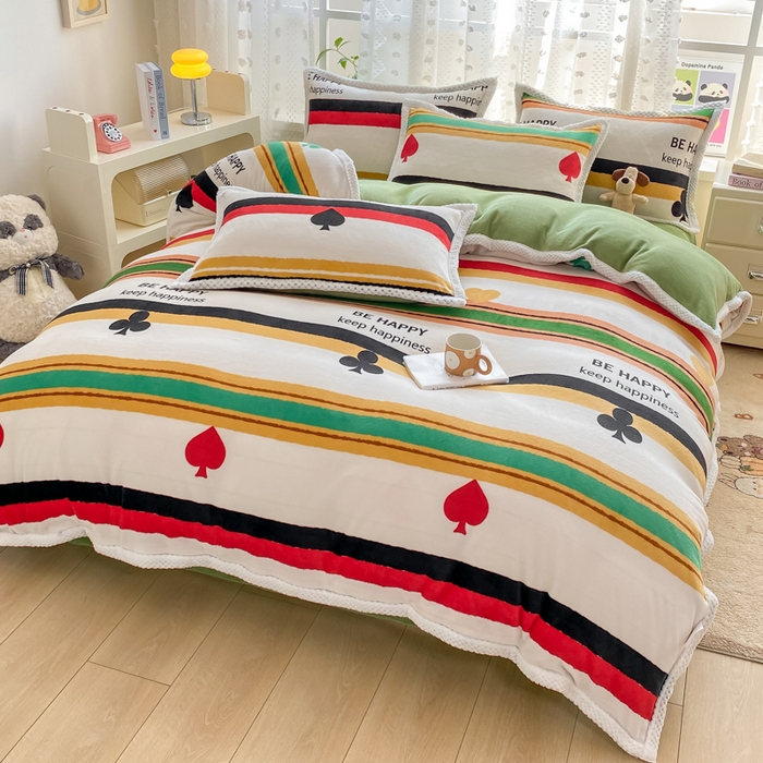 91家纺网 家纺一手货源 找家纺 阿亮家纺 2025新款高克重大包边菠萝格牛奶绒活性印染四件套 时尚条纹