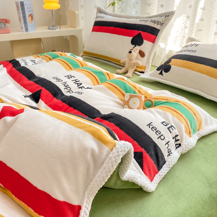 91家纺网 家纺一手货源 找家纺 阿亮家纺 2025新款高克重大包边菠萝格牛奶绒活性印染四件套 时尚条纹