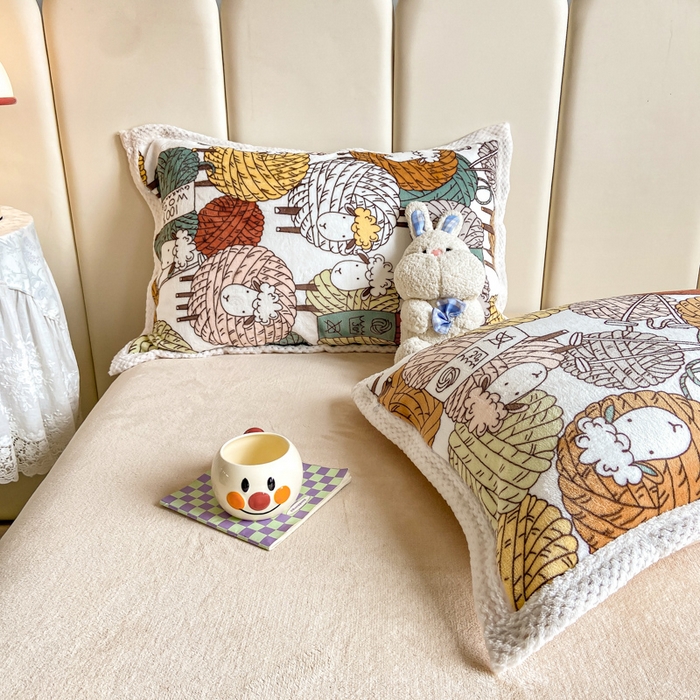 91家纺网 家纺一手货源 找家纺 阿亮家纺 2025新款高克重大包边菠萝格牛奶绒活性印染四件套 数绵羊