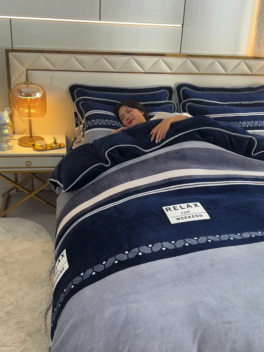 91家纺网 家纺一手货源 找家纺 启扬 2025直播爆款新款8.5斤加厚高克重牛奶绒四件套床裙款法莱绒宝宝绒金貂绒 安格斯