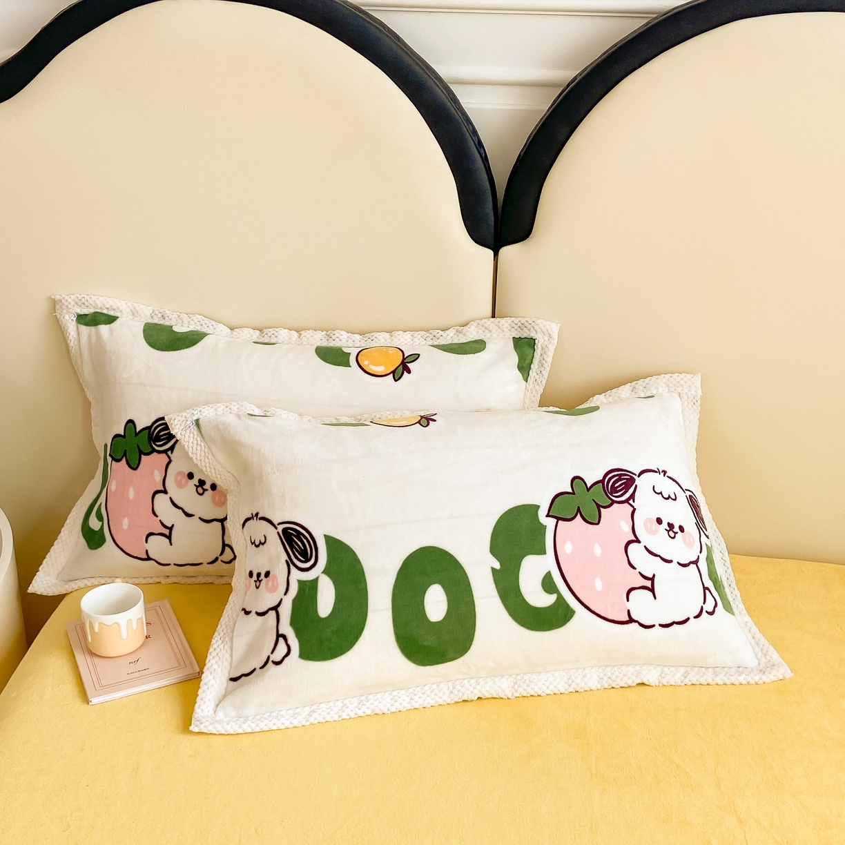 91家纺网 家纺一手货源 找家纺 阿亮家纺 2025新款高克重大包边菠萝格牛奶绒活性印染四件套 幸运狗狗