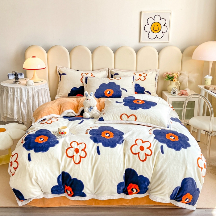 91家纺网 家纺一手货源 找家纺 阿亮家纺 2025新款高克重大包边菠萝格牛奶绒活性印染四件套 悠然清香