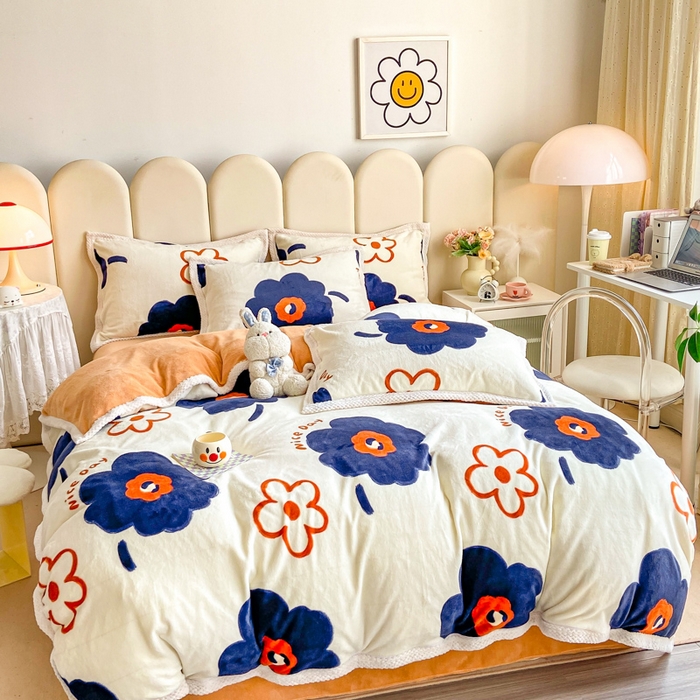 91家纺网 家纺一手货源 找家纺 阿亮家纺 2025新款高克重大包边菠萝格牛奶绒活性印染四件套 悠然清香