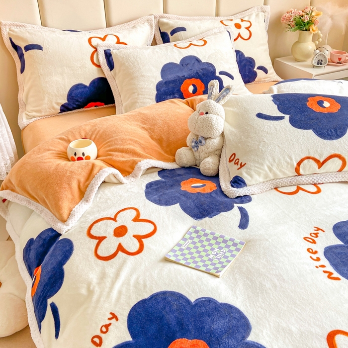 91家纺网 家纺一手货源 找家纺 阿亮家纺 2025新款高克重大包边菠萝格牛奶绒活性印染四件套 悠然清香