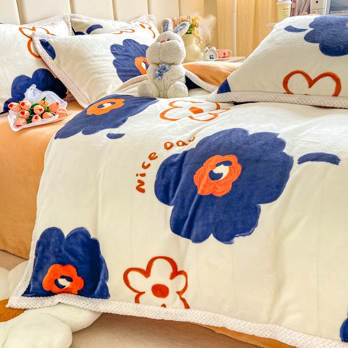 91家纺网 家纺一手货源 找家纺 阿亮家纺 2025新款高克重大包边菠萝格牛奶绒活性印染四件套 悠然清香