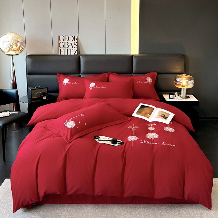 91家纺网 家纺一手货源 找家纺 （总）韩后家纺 2025新款亲肤舒适纯色刺绣四件套-水墨青花系列