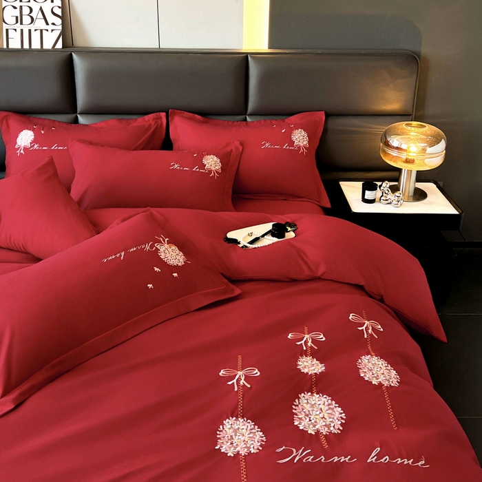 91家纺网 家纺一手货源 找家纺 （总）韩后家纺 2025新款亲肤舒适纯色刺绣四件套-水墨青花系列