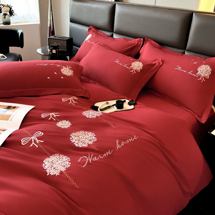 91家纺网 家纺一手货源 找家纺 （总）韩后家纺 2025新款亲肤舒适纯色刺绣四件套-水墨青花系列