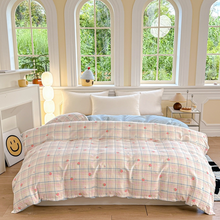 91家纺网 家纺一手货源 找家纺 帛织澜 2025新款全棉喷气12868系列纯棉单被套 草莓派