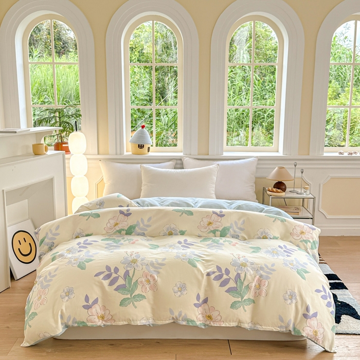 91家纺网 家纺一手货源 找家纺 帛织澜 2025新款全棉喷气12868系列纯棉单被套 花漾星辰