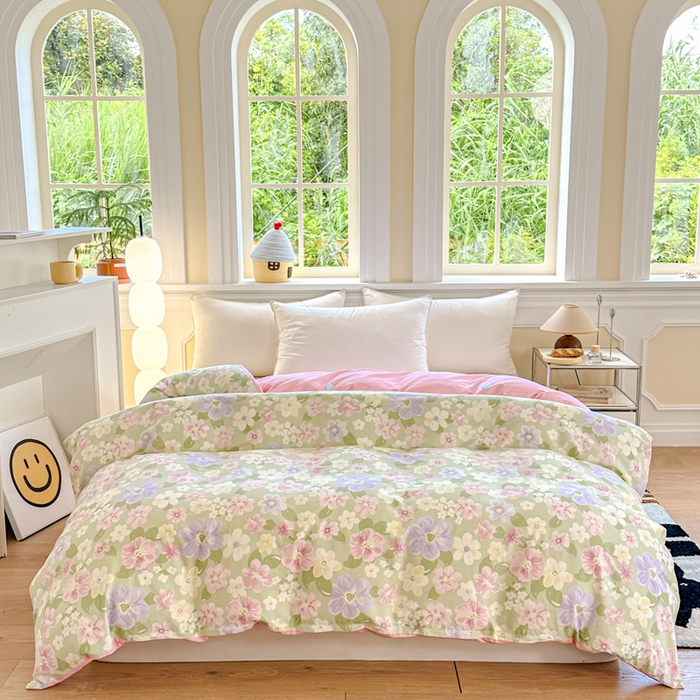 91家纺网 家纺一手货源 找家纺 帛织澜 2025新款全棉喷气12868系列纯棉单被套 七色花海