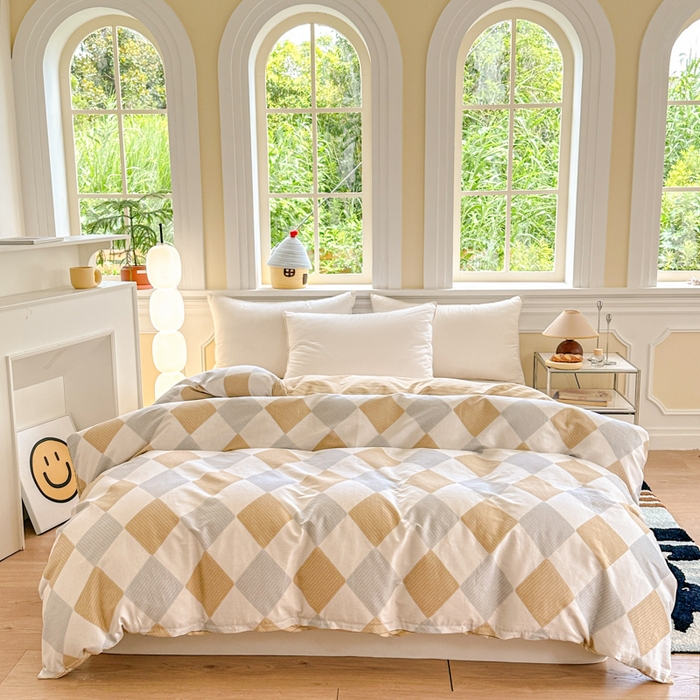 91家纺网 家纺一手货源 找家纺 帛织澜 2025新款全棉喷气12868系列纯棉单被套 瑞吉斯