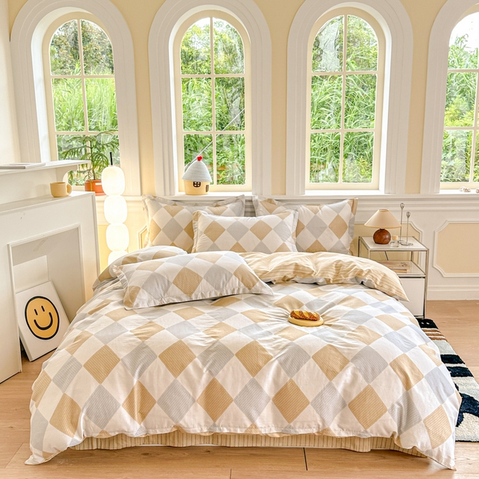 91家纺网 家纺一手货源 找家纺 帛织澜  2025新款全棉喷气12868系列纯棉四件套 瑞吉斯