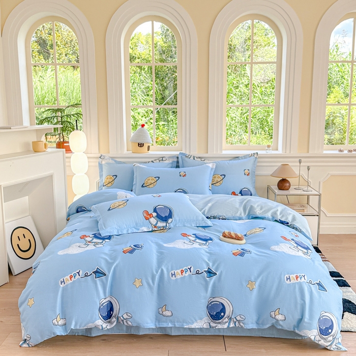 91家纺网 家纺一手货源 找家纺 帛织澜  2025新款全棉喷气12868系列纯棉四件套 太空奇遇