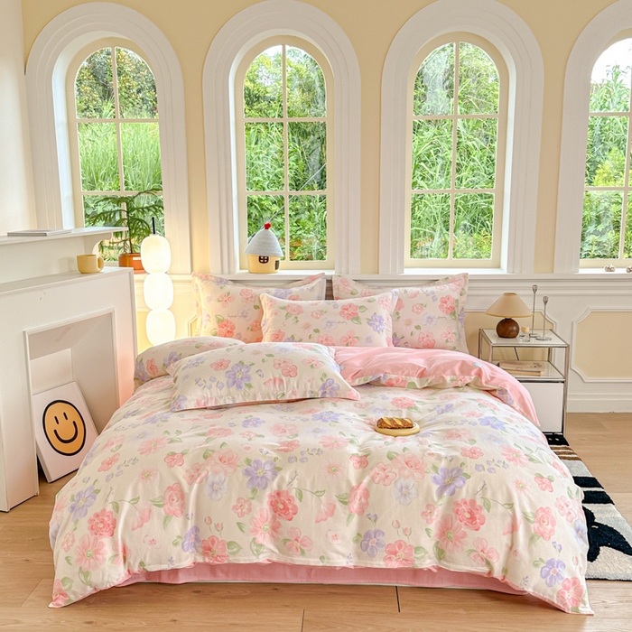 91家纺网 家纺一手货源 找家纺 帛织澜  2025新款全棉喷气12868系列纯棉四件套 遇妍