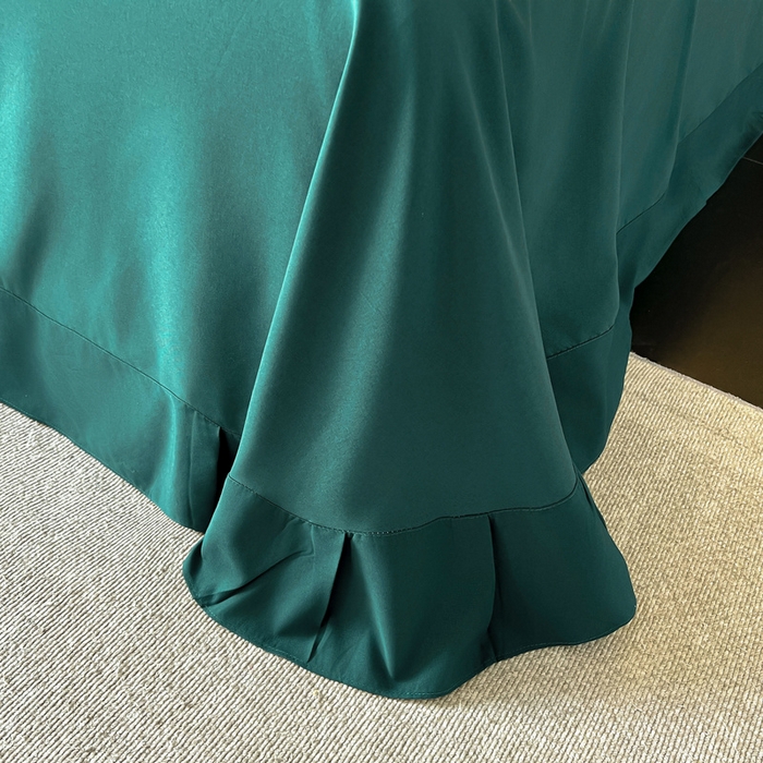 91家纺网 家纺一手货源 找家纺 韩后家纺 2025新款亲肤舒适纯色刺绣四件套-水墨青花系列 水墨青花-摩卡绿